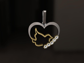 pendantr jewelry love romance heart luxury elegant precious silver printable human swallow pendants 3d print model - Mito3D