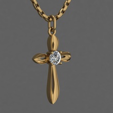 pendentifs bijoux or d'argent imprimable fasion de la croix gem brillant pendentif collier mode beauté femelle 3d print model - Mito3D