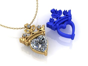 - Anhänger Mode-Schönheit Halskette Schmuck gold Silber gem diamond ring sterling bedruckbar ist Modus 3d print model - Mito3D