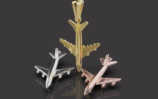 pendants airplane 0037 gold jewelry silver paper world luxor 2023 men girl fashion steel printable goldworld rosgold flight 3d print model - Mito3D