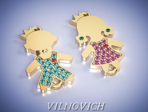 pendants boy girl jewelry pendant silver jewel platinum jewellery gold gem stone 3d print model - Mito3D