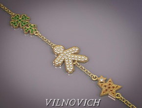 pendentifs bracelet bijoux pendentif d'argent gem or joyau le platine pierre garçon étoiles trèfle 3d print model - Mito3D