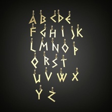 ciondoli incantesimi lettere greco romano stile font alfabeto pendente lettera antico fascino braccialetto collana cauzione gioielleria oro argento leggero 3d print model - Mito3D