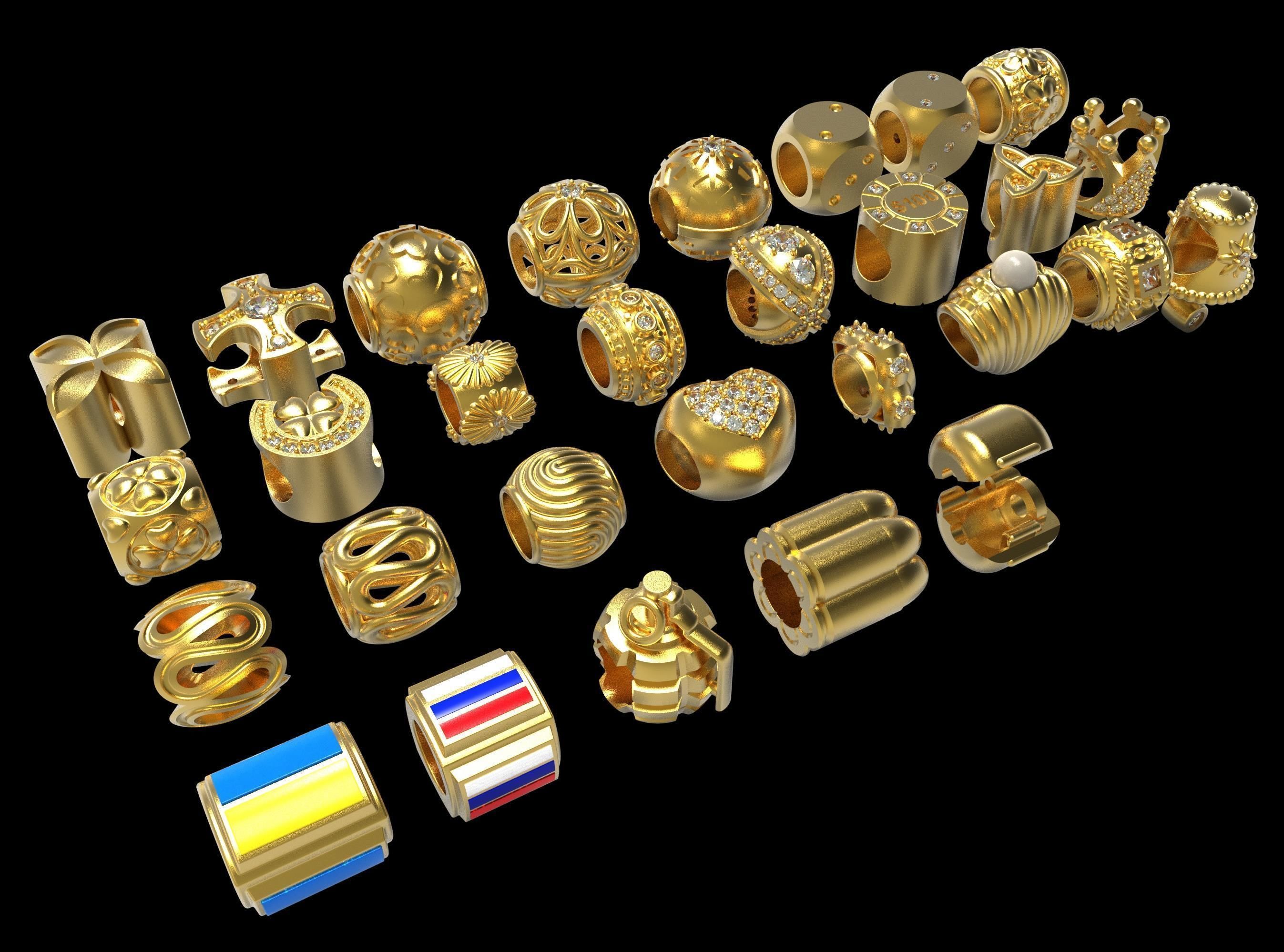 anhänger reize pc001 gold schmuck druckbar armband juwel diamant ring stein silber cad nashorn sterling charme armbänder 3D print model - Mito3D
