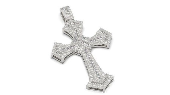 pendants cross full diamond 3d print model design art ring jewelry silver 3d print model - Mito3D