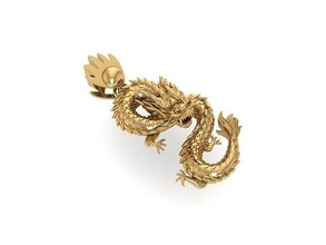 pendentifs dragon bijoux argent bague imprimable diamant goujat brillant or mode beauté platine pendentif Collier saphir gemme 3d print model - Mito3D
