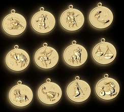 kolye burçlar toplamak cnc zodyak 3d yazdır 3dprint hayvan astroloji altın gümüş mücevher takı stl 3d print model - Mito3D