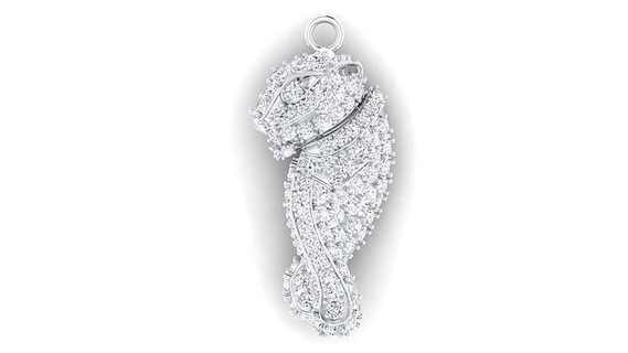 ciondoli puma pantera tigre lusso gioielleria platino regalo argento gemma pendente collana diamon 3d print model - Mito3D