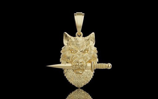 ciondoli lupo 0041 oro gioielleria argento stampabile gioiello mondo uomini Luxor goldpendants rosgold moda desing lux gioielli pendenti in rhino6 3d print model - Mito3D