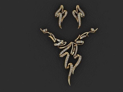 pendent set gold art luxury metalwork jewelry design 3d print model - Mito3D
