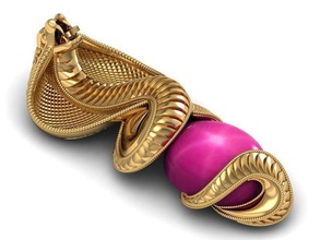 pendent snake cobra oval gem pendant jewelry stone pendants 3d print model - Mito3D