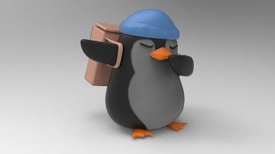 penguin in hat conceptual art concept 3d model ready printer character games toys game accessories 3d print model - Mito3D