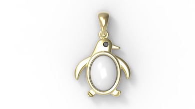 penguin pendant gold jewelry platinum precious silver printable brilliant pendants 3d print model - Mito3D