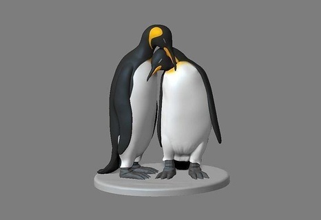pinguini coppia pinguino pinguim animale carina natura arte alaska imperatore amore sculture 3d print model - Mito3D