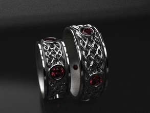 penta boda anillos bandas joya diamante plata trenza ornamento estilo pentagrama nico dema joyería 3d print model - Mito3D