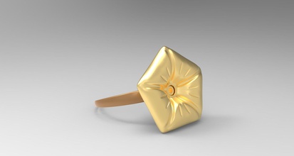 pentagonal flower ring gold flower pentagonal ring fashion shining sterling simplicity wedding gold pacific jewel jewellery printable jewelry rings 3d print model - Mito3D