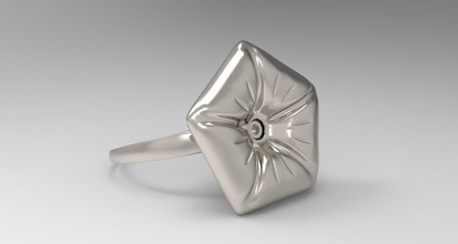 pentagonal flower ring platinum jewelry finger silver printable polished fashion precious steel wedding glazed shining chrome rings 3d print model - Mito3D