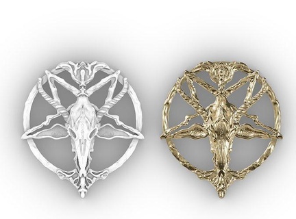 pentagrama cráneo decoración joyería joya florido Arte antiguo satánico símbolo emblema animal RAM cabra Satán diablo insignias demonio mal monedas 3d print model - Mito3D