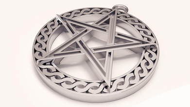 pentagram pendant in circle star penta five celtic motif symbole jewelry pendants 3d print model - Mito3D