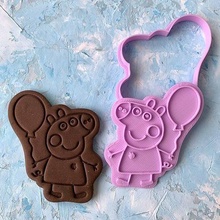 peppa pig cookie cutter 3d print model cookiecutter games toys house kitchen dining cookiestamp cake food cutting nickelodeon kids play decoration disney micky 3d print model - Mito3D