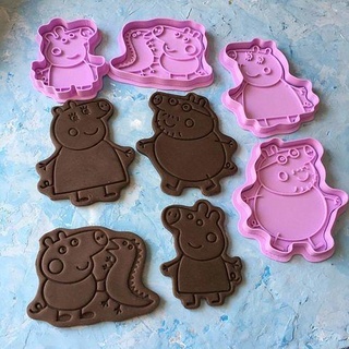 peppa pig family cookie cutter 3d print model cookiecutter games toys house kitchen dining cookiestamp cake food cutting nickelodeon kids play decoration disney micky minnie 3d print model - Mito3D