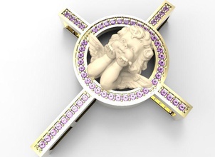 kolye çapraz of umut stl 3d yazdır model mücevher takı taşlar parlak altın gümüş i̇sa hıristiyan kilise tanrısal isa din katedral jesu dindar nesne 3d print model - Mito3D