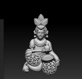 perfectly crafted lord krishna pendant figurine art illustration monochrome people woman statue sculpture religion wealth scientific jewelry pendants 3d print model - Mito3D