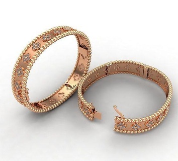 perlee trevos pulseira diamante cheio diamantes vancleef arpels pulseiras joalheria 3d print model - Mito3D