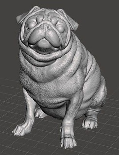 cachorrinha pug Carlino fêmea cadela animal escultura arte esculturas 3d print model - Mito3D