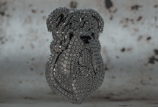 perro chien bijoux or pendentif les diamants art pendentifs 3d print model - Mito3D
