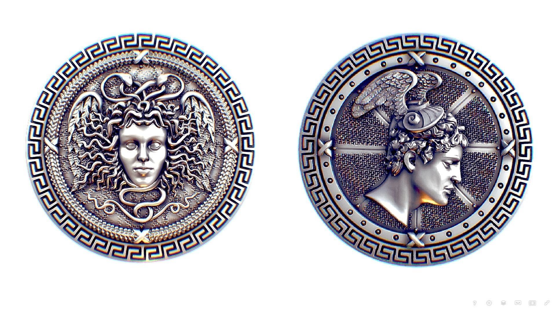 perseus medusa gorgona shield culture jewelry pendants 3D print model - Mito3D