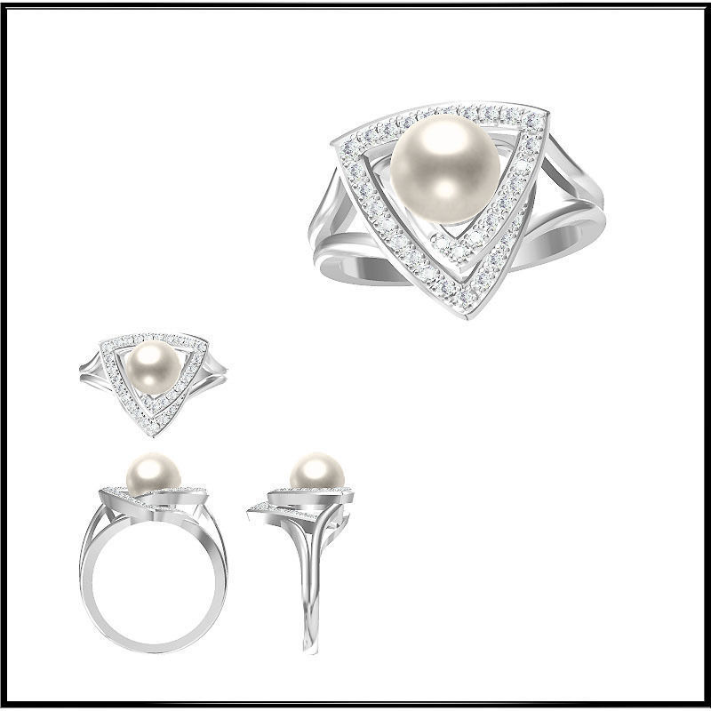 personalizada de diamante la perla anillo jcd el diseño joyas joyería compromiso los anillos imprimible boda solitaire ring platino 3D print model - Mito3D