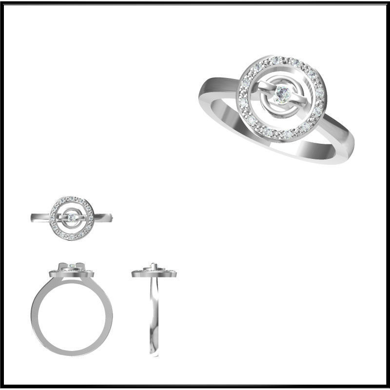 personalisierte Diamant-Runde Form-Ringe jcd Runde Form Ringe benutzerdefinierte Schmuck engagement ring bedruckbar ist Hochzeit solitaire-ring Platin 3D print model - Mito3D