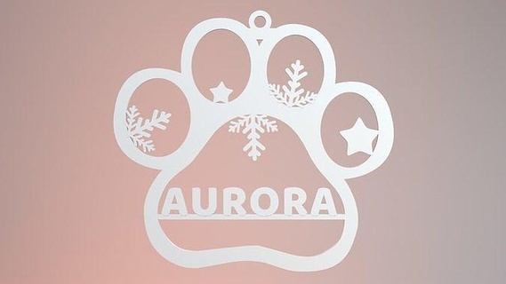 mascota Navidad ornamento Aurora 3d impresión diseño 3dprint árbol perro gato elemento Arte amor enamorado 3d print model - Mito3D