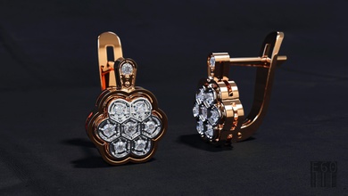 petali di orecchini pietre gioielli gli le la stampa 3d forma fiore oro argento stereolitografia lusso gemma cera stampabile moda i diamanti 3d print model - Mito3D