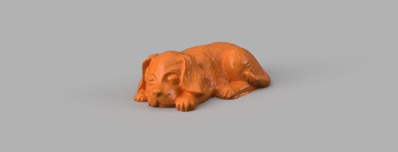 petit chien allonge calcul animal elevage art sculptures 3d print model - Mito3D