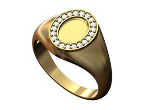 minyon elmas oval mühür yüzük takı yazdırılabilir altın gümüş sterlin erkekler menring moda mücevher lüks modern klasik minimalist basit yüzükler 3d print model - Mito3D