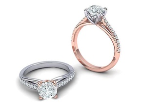 petite engagement ring tone 1ct stone 3dmodel elegant jewelry fashion rings diamond usa canada europe cad jewel printable gold 3dprinting israel 4prong 3d print model - Mito3D