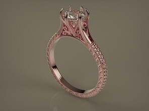 petite filigree engagement ring antique style fashion engagem sterling wedding cad jewellery beauty platinum printable solitair art deco jewelry rings 3d print model - Mito3D
