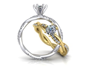 petite twist diamond engagement ring pave setting 0229 diamonds usa canada europe wedding 6prong jewelry fashion unique silver rings 3d print model - Mito3D