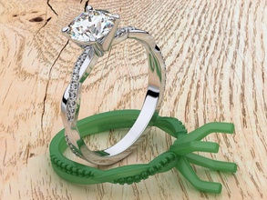 petite contorto vite diamante squillare mono acciaio oro d'oro gioielleria anelli gemma argento gioiello impegno stampabile 3d 3d print model - Mito3D