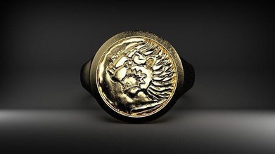 petrus lion coin signet ring viking jewelry mens rings art deco engagment animal gold jewellery wedding design printable stlfile 3d print model - Mito3D