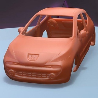 Peugeot 207 2006 imprimível carro corpo fenda escalextrico Tamiya rc miniz controle rastejante ninco Kyosho scx axial jogos brinquedos acessórios 3d print model - Mito3D