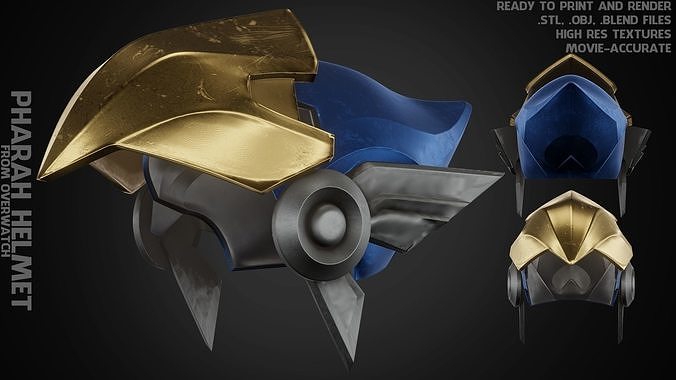 pharah helmet cosplay overwatch blizzard cosplayer print render armor steel armour printable art scans replicas scifi mask skin 3D print model - Mito3D