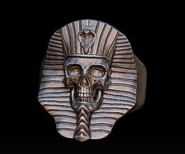 pharaon égyptien crâne bague egypte horus amon anubis cléopâtre tut pyramide hathor sphinx momie maudit bijoux ancien dur cuire toutankamen anneaux 3d print model - Mito3D