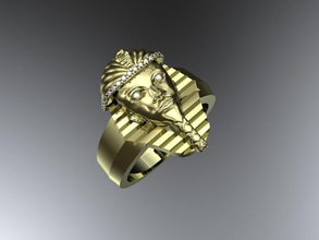 pharaon ring egypt mask mens diamonds gold jewelry rings 3d print model - Mito3D
