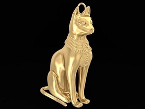 faraônico gato egípcio pingente 3156 joalheria moda acessórios ouro diamante Projeto pingentes 3d print model - Mito3D