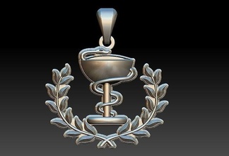 farmacia simbolo pendente medicinale Ermete serpente caduceo medico scienza ospedale laboratorio gioielleria ciondoli 3d print model - Mito3D
