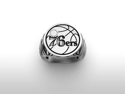 philadelphia 76ers ring nba championship basketball project chrome glazed isolated shining disjunct metallic business jewelry wealth steel white coin background euro cash doubloon rings 3d print model - Mito3D