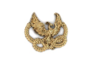 phoenix gold badge art traditional decoration symbol disjunct jewelry pendants 3d print model - Mito3D